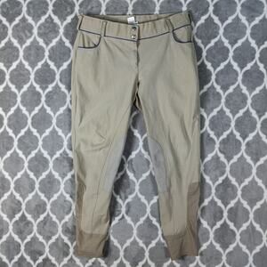 Dover Saddlery Riding Pants Women Size 34 Khaki Equestrian Breeches Stretch